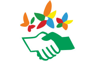 NaturFreunde Logo, mit bunten Alpenrosen